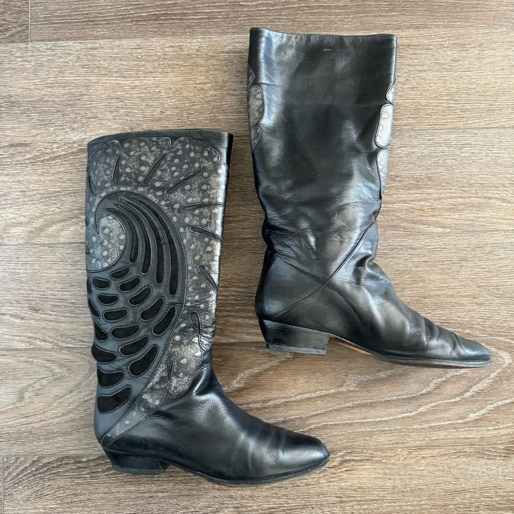 Tatiana Vintage Italian Leather Boots Patterned Size 38 US 7.5 - Picture 9 of 17